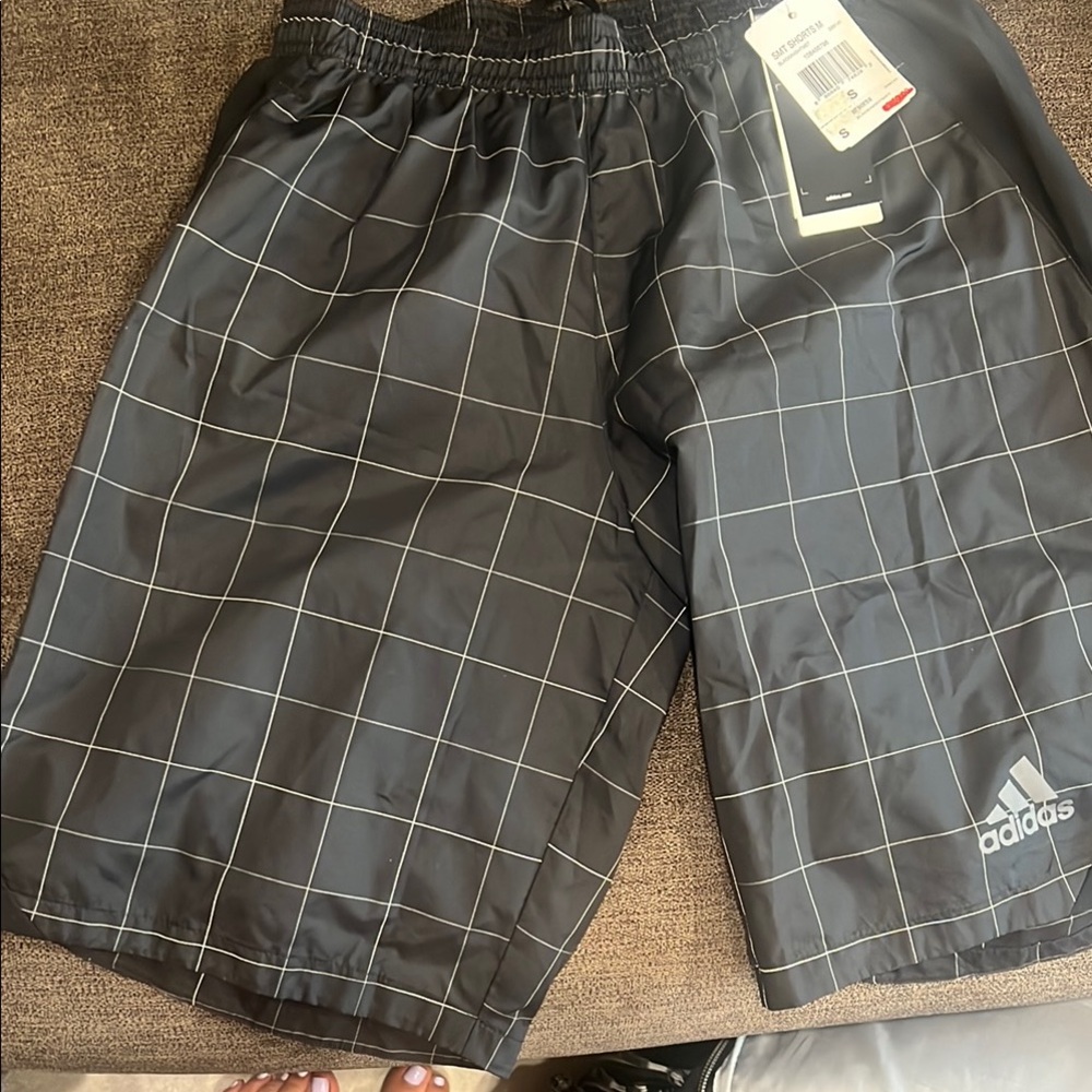 Adidas Gray Grid Pattern Shorts